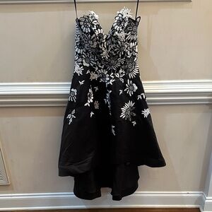 Issue New York Black and White Floral High Low Dress